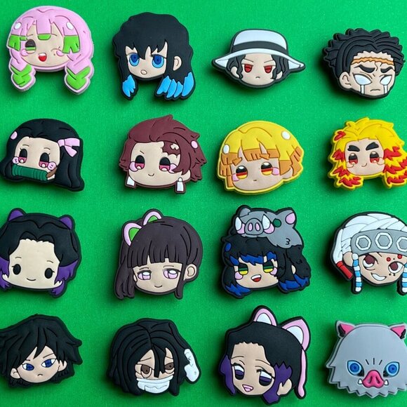 Demon Slayer Crocs Shoe Charms Set of 16 Charms Anime - jibbitz Charms - Picture 1 of 3